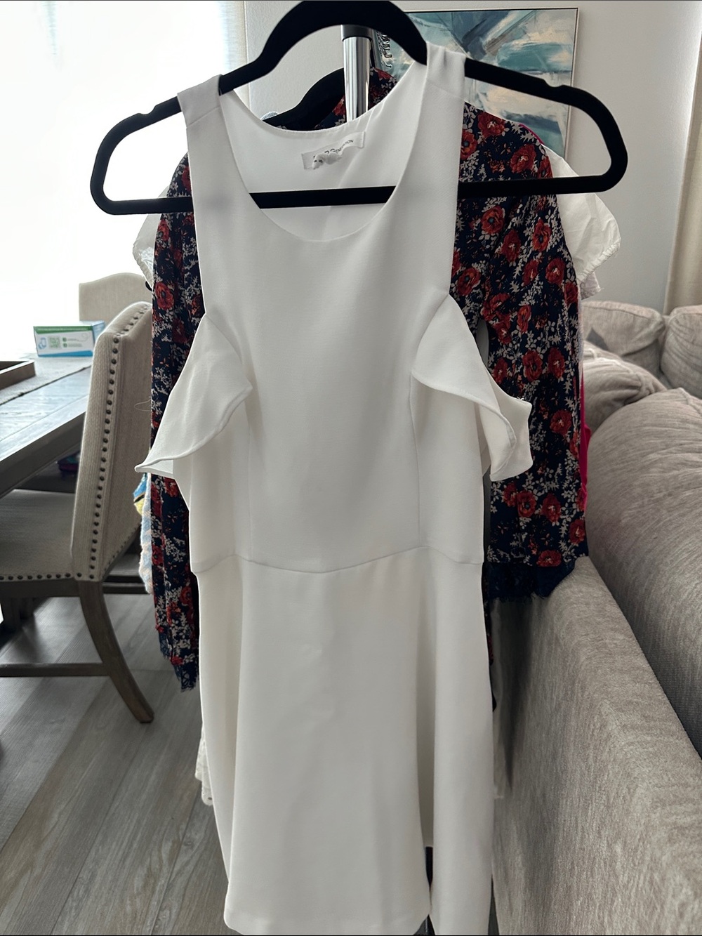 BCBGeneration White Ruffle Shoulder Dress for Girls